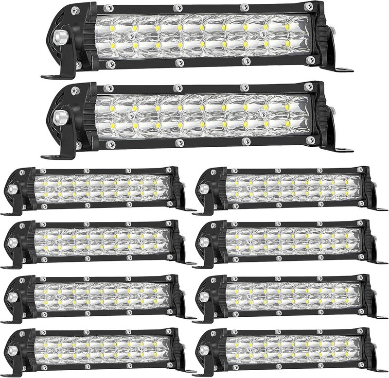 SAN YOUNG San-Young Slim 7 Inch LED Light Bars, 12V-60V Off Road Driving Truck LED Bar Lights 60W 6000lm Combo Off Road Lights, Waterproof Small Light Pods for ATV UTV RV Lawn Mower Golf Cart Boat, 10 Pack - Image 1